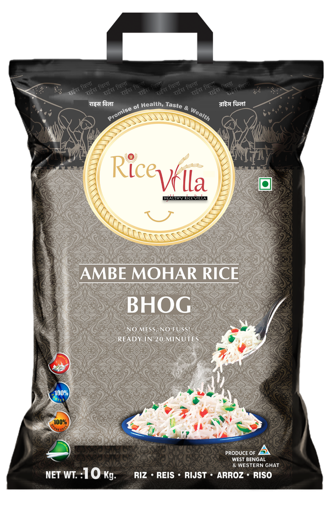 RICE VILLA AMBEMOHAR BHOG RICE 10KG, Packaging Type: PP Bag