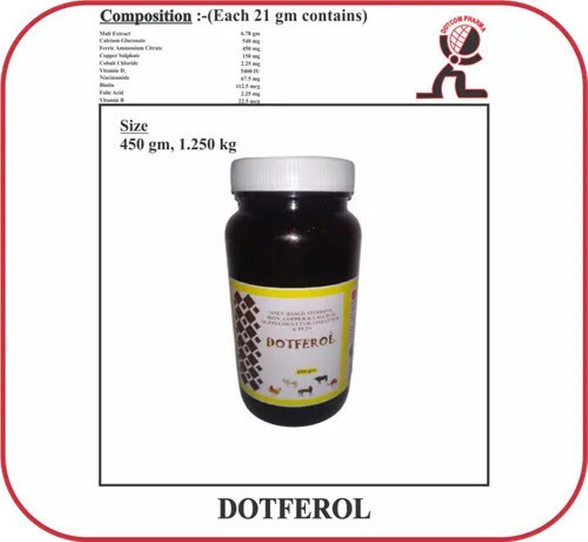 Malt Extract 6.78 G, Calcium Gluconate 540 Mg Feed Supplement Brand-Dotferol