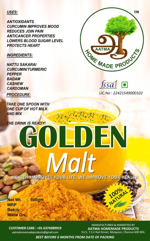 Fssai 500 Gm Aatma Golden Malt, Packaging Type: Packet