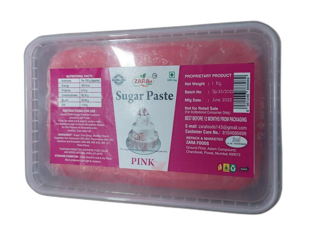 Rose Egg Less 1kg Zarah Pink Sugar Paste, For Bakery
