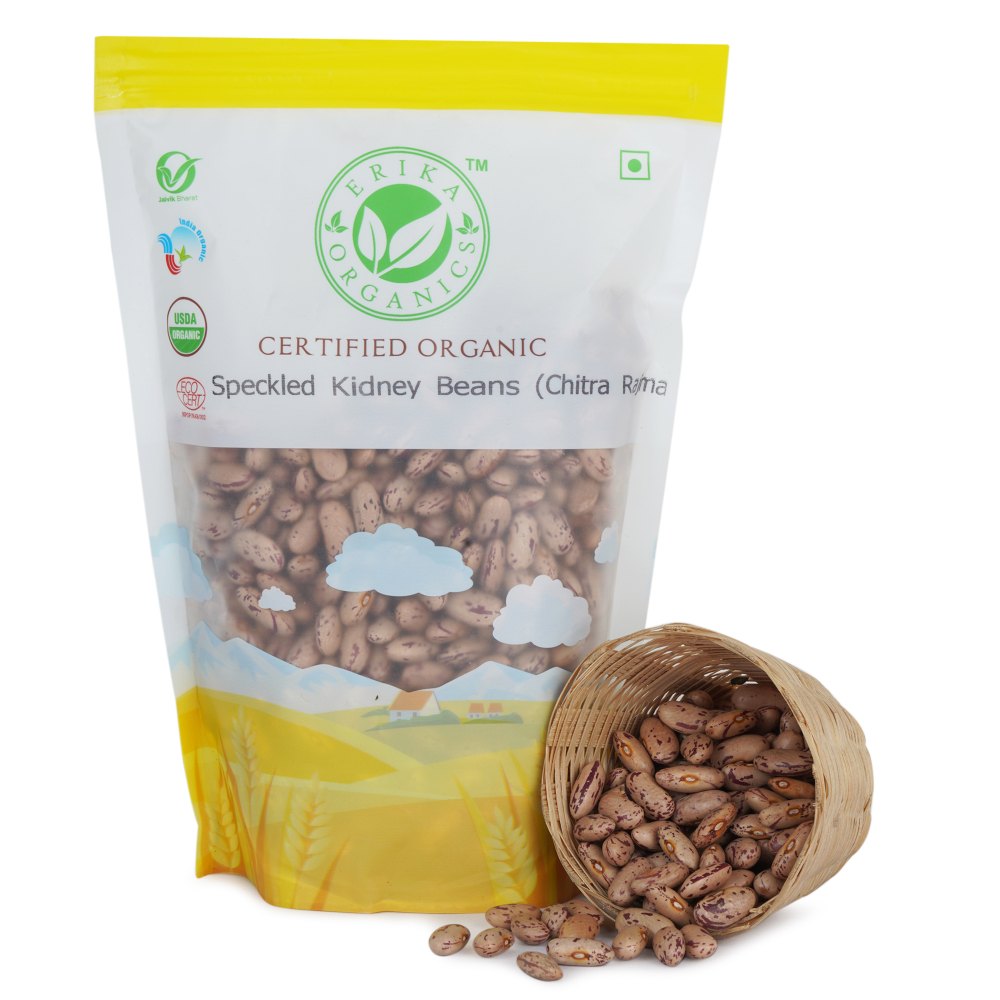 Erika Organics Chitra Rajma Speckled Kidney Beans, Organic, Packaging Size: 500 Gm