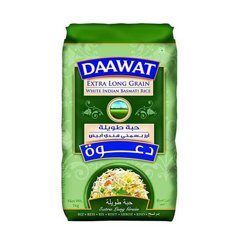 Daawat Extra Long White Indian Basmati Rice, 1Kg, Plastic bag