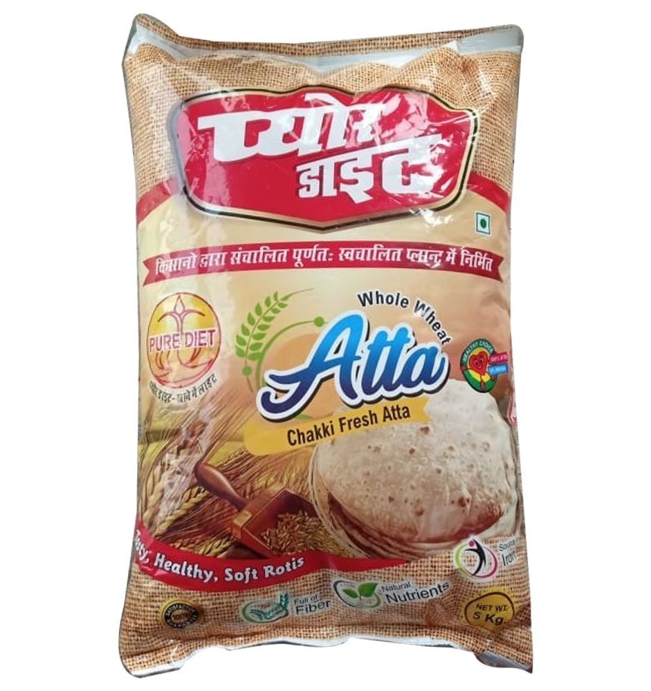 Pure Diet Whole Wheat 5kg Chakki Fresh Atta, Packaging Type: Bag, 3 Month