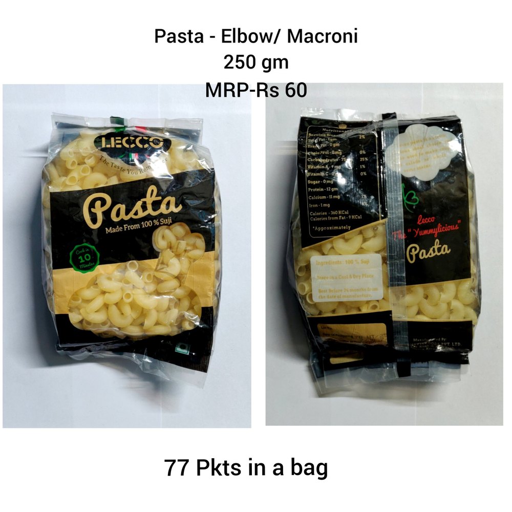 lecco Semolina Pasta Macaroni Elbow, For Cooking, Packaging Size: 250 Gms