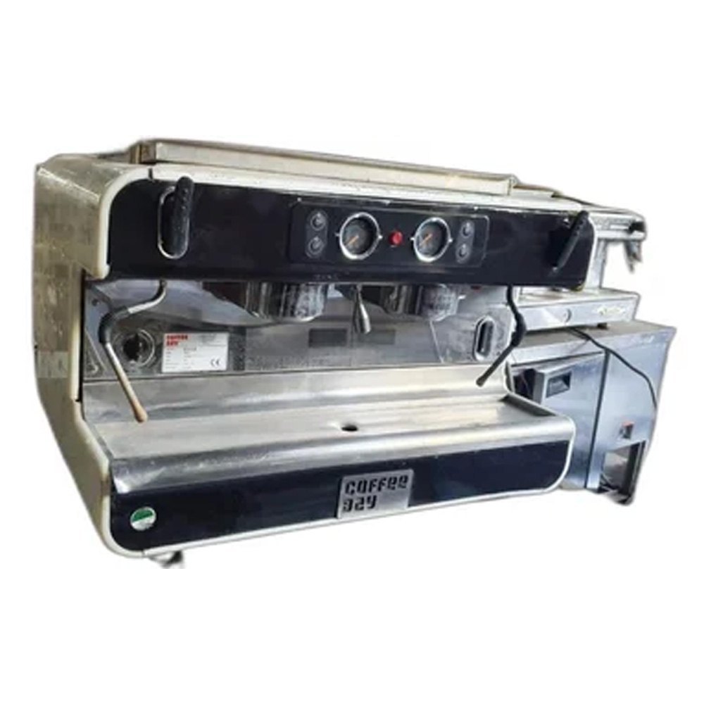 Stainless Steel Coffee Machine, Silver and Black