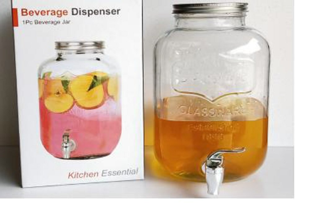 Round 5 Litre Beverage Dispenser Glass Water Tank, For Kitchen