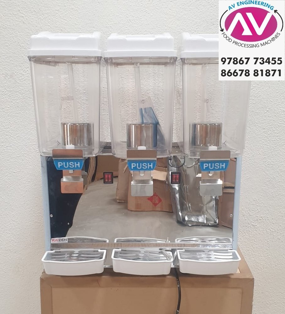 White Three Tank Juice Dispenser Machine, Capacity: 54