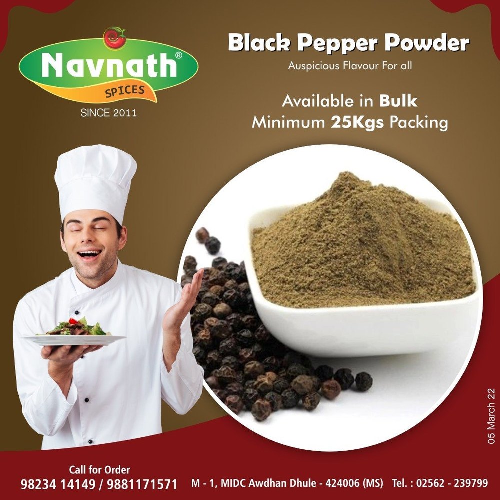 Black Pepper Powder, Packaging Type: PP Bag and Box, 25 Kg