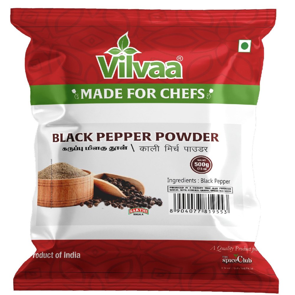 VILVAA Black Pepper Powder, Packaging Type: Packet, Packaging Size: 500g