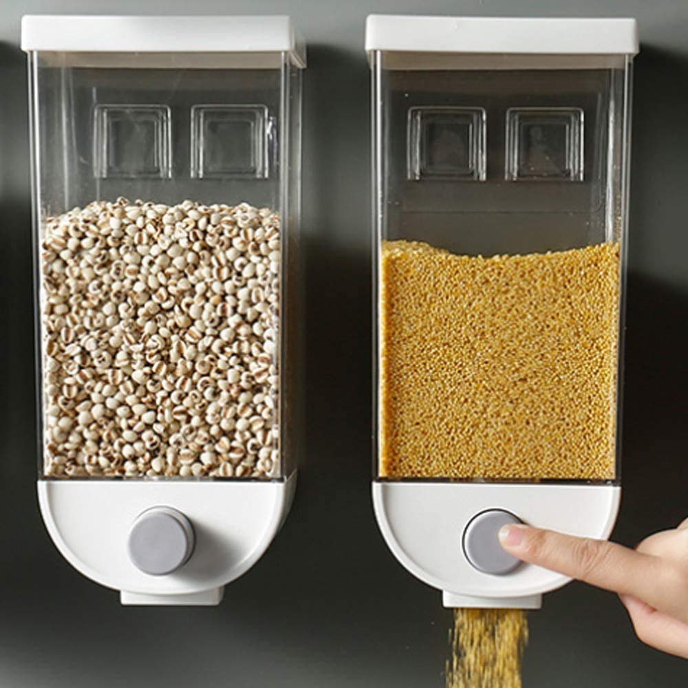 Transparent Manual Zz Zonex Glass Wall Mounted Grain Storage Cereal Dispenser, Capacity: 1.5L