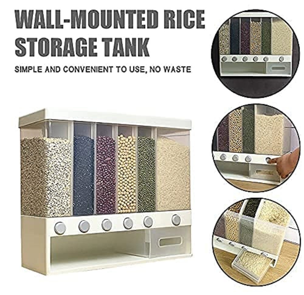 White Manual Wall-Mounted Dry Food Dispenser, Capacity: 6000