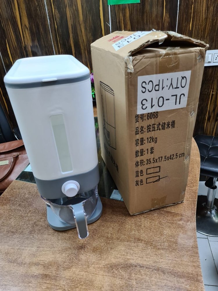 White Manual Push Button Rice Dispenser, Capacity: 12kg