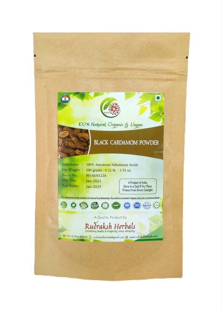 Rudraksh Black Cardamom Powder, Packaging Type: Kraft Paper Bag, Packaging Size: 100G
