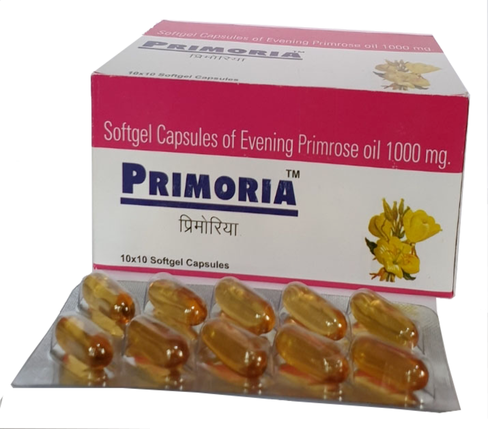 primoria capsule soft gel capsule Evening Primrose Oil 1000mg, For Pharma, 10*10 Soft Gel Cap