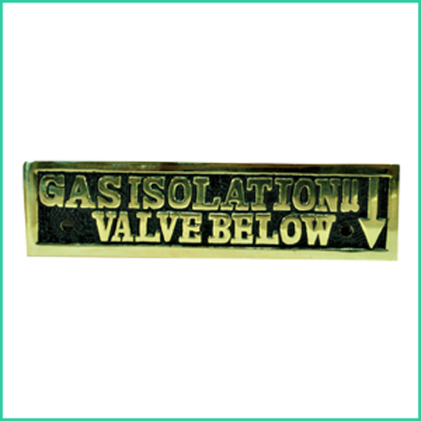 H4D Rectangular Name Plate  Gas Isolation Valve Below ( Brass)