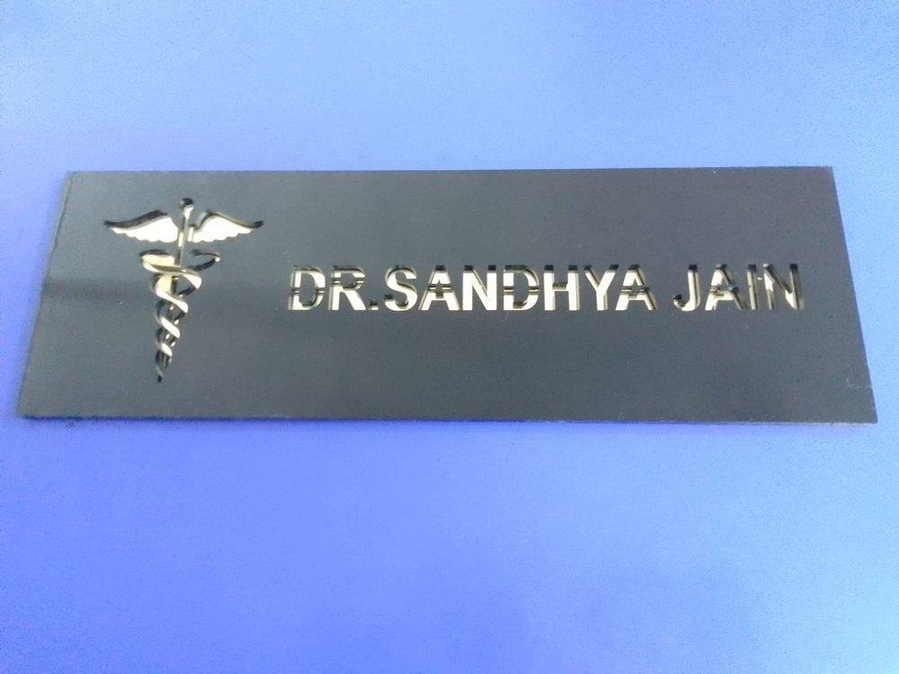 Black Acrylic Name Plate, For Office