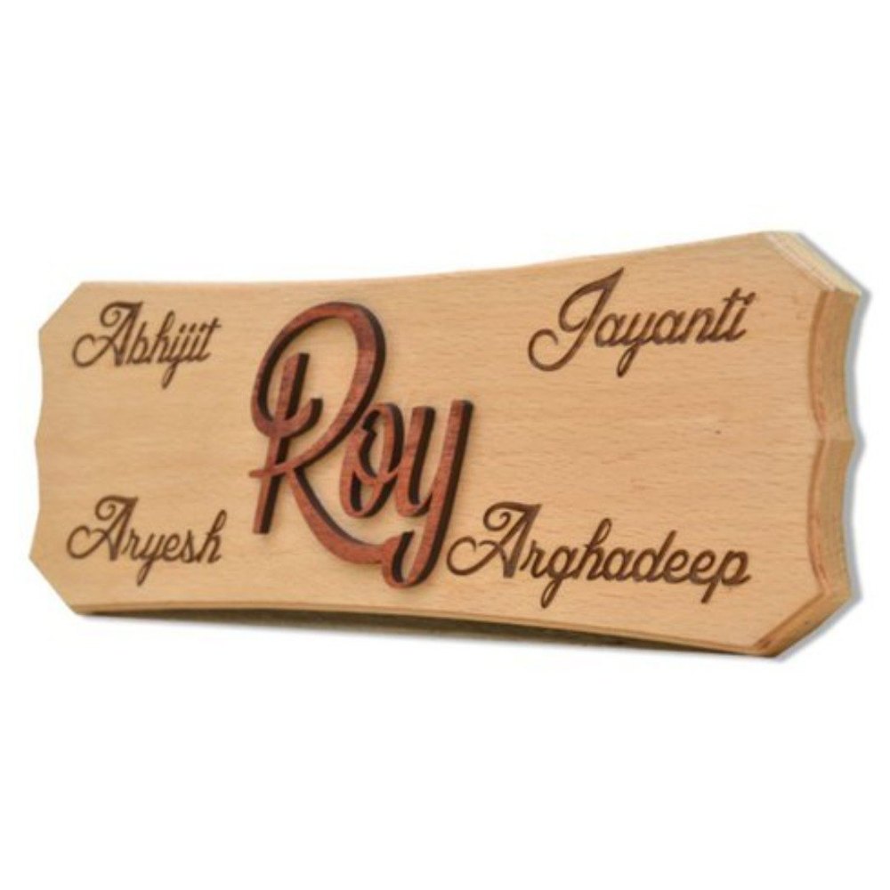 Brown Engraved Wooden Name Plates, For Home
