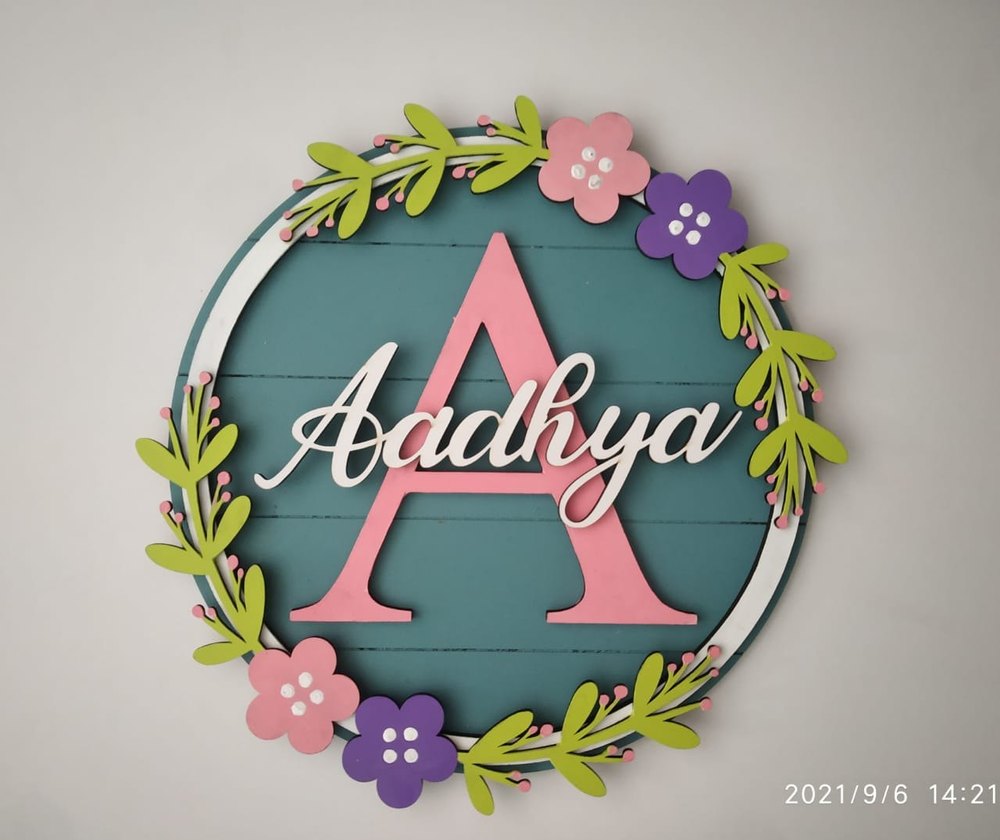 Wooden Monogram Kids nameplate, For Home, Size/Dimension: 12
