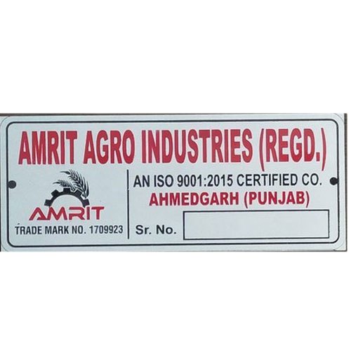 Aluminium Agriculture Nameplate, 1.5 Mm