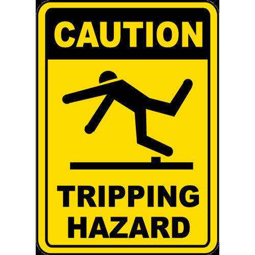 Yellow Rust Free Aluminum Caution Tripping Hazard Safety Sign, Shape: Rectangle