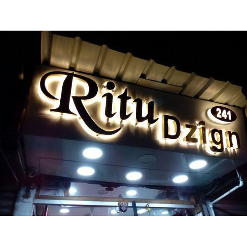 Stainless Steel LED Acrylic Signage, Shape: Rectangle