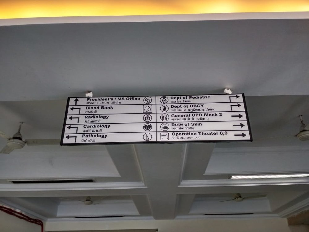 10 mm Blue Hanging Signage, For Office