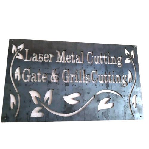 Rectangular Stainless Steel Laser Cutting Sign Board, For Advertising