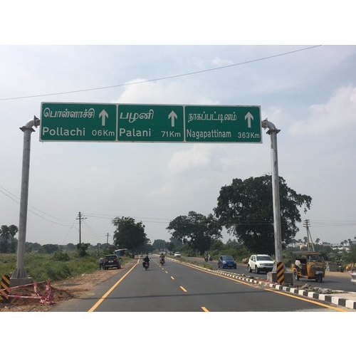 Retro Reflective Aluminum Overhead Gantry Sign Board, Shape: Rectangular