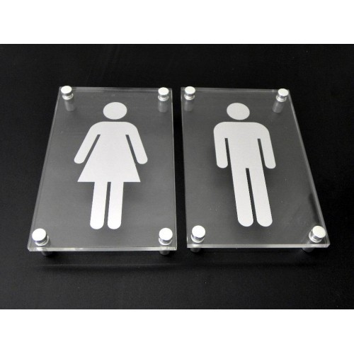 Glass Rectangular Toilet Sign Board, For Indoor Lighting