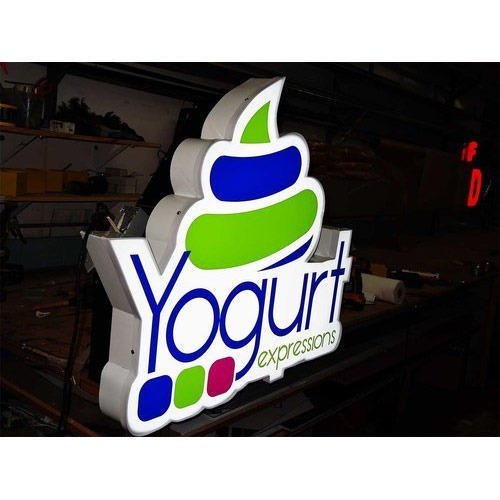 Metal 2D Board Acrylic LED Logo, Shape: Rectangular