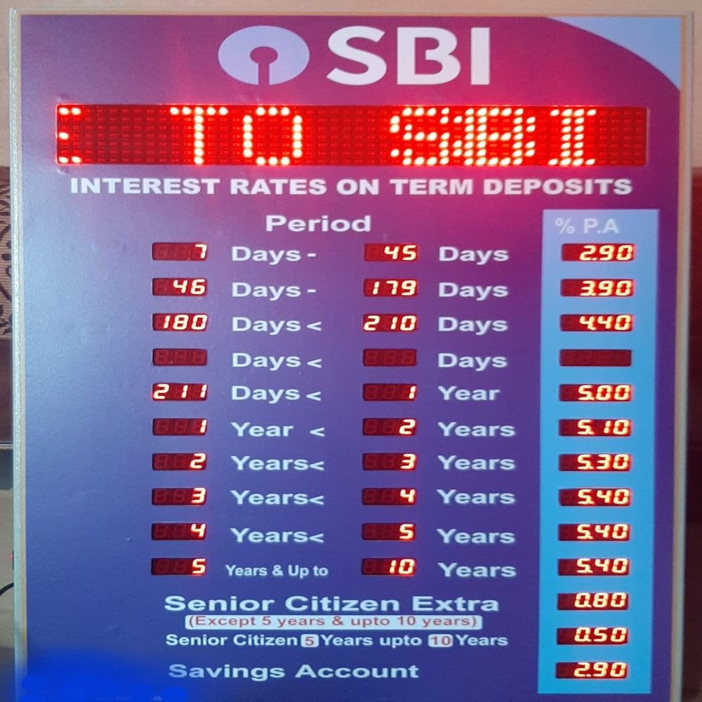 Blue And Red Rectangle Digital Electronic Sign Board For Bank