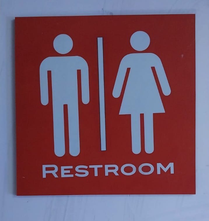 7x7 Inches ACRYLIC Restroom Sign Board, Shape: Square