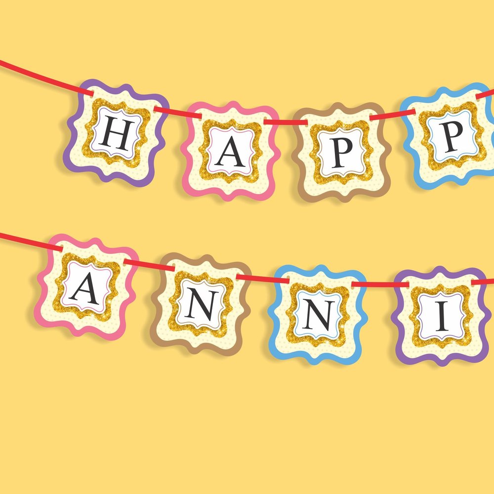 Multicolor Paper Anniversary Wavysquos Banner, Packaging Type: Packet