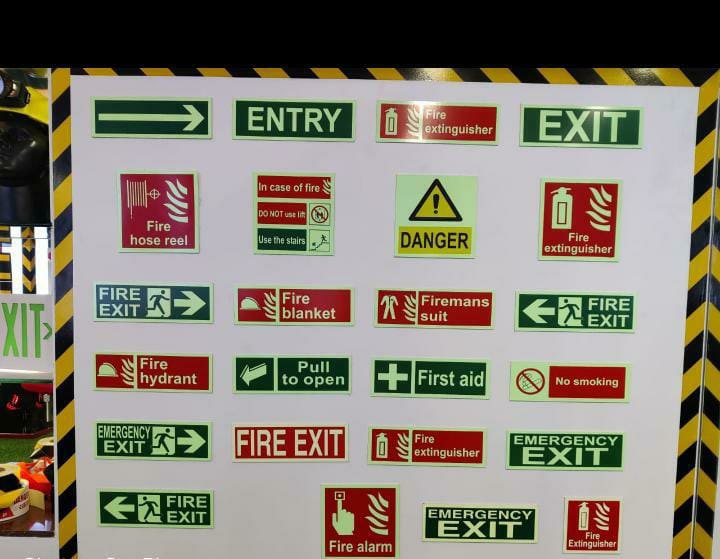Square Red Fire Safety Signage, For Industrial