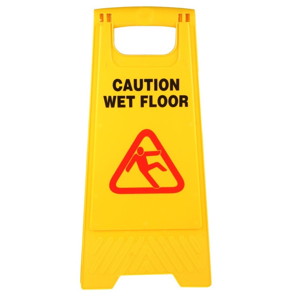 Yellow Wet Floor Sign Board, For Industrial, Dimension: 320 X 310 Mm img