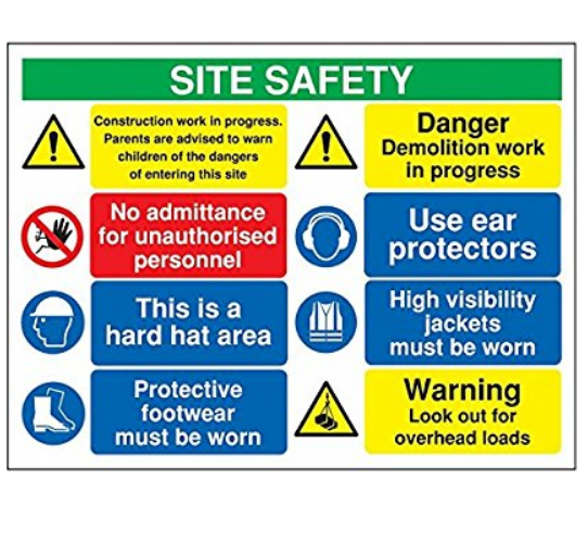 Black On White Construction Site Safety Signs