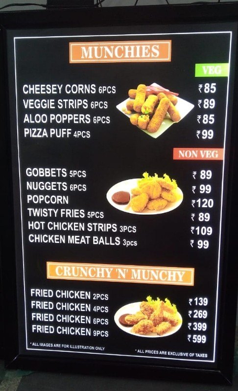 Wall Mounted Acrylic LED Menu Sign Board