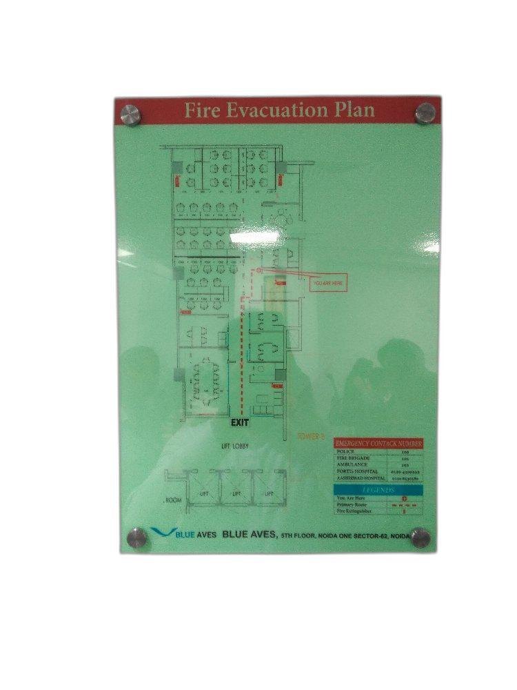 Acrylic Fire Evacuation Plan, For Office