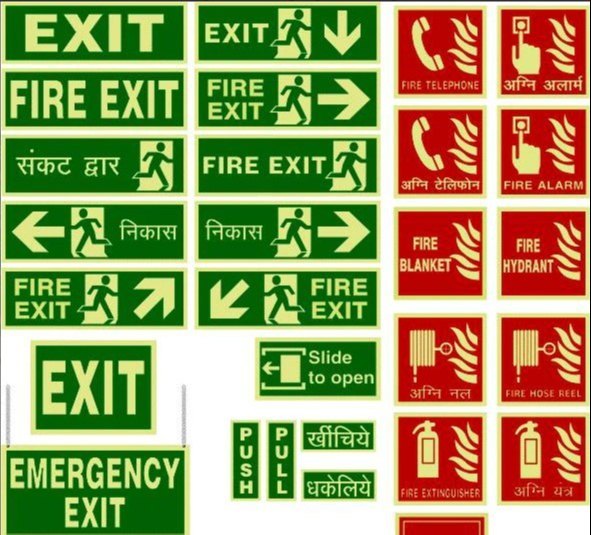 Rectangular Fire Exit Signage, Board Thickness: 3mm