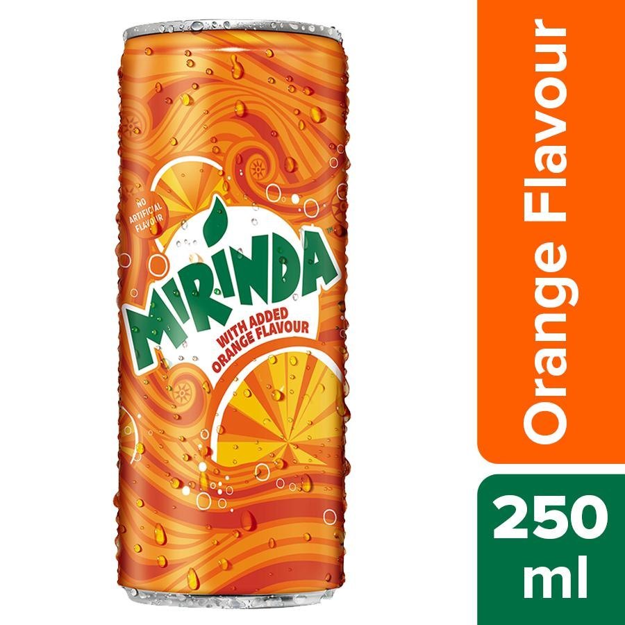 Orange 250 Ml Mirinda Soft Drink, Liquid, Packaging Type: Can