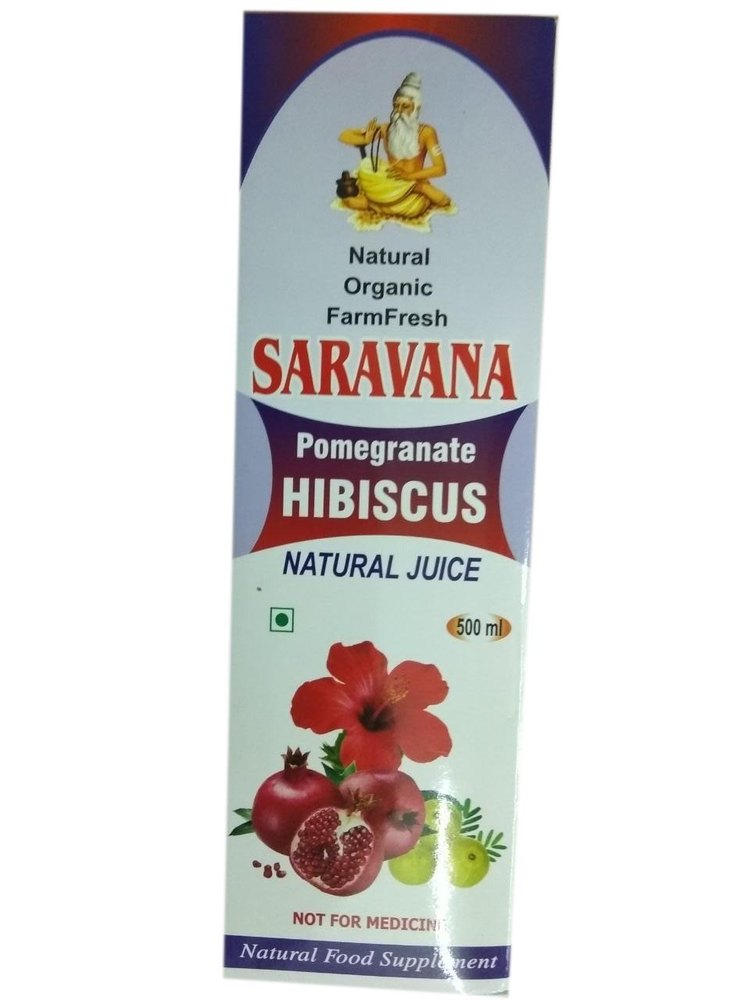 Saravana Red Pomegranate Hibiscus Natural Juice, Packaging Size: 500ml, Packaging Type: Bottle