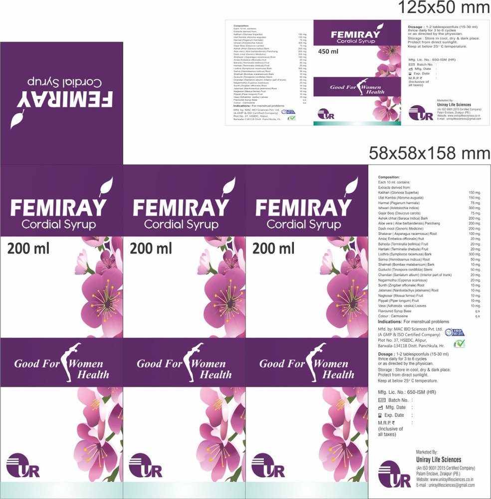 Liquid Cordial Syrup, For Hospital, Packaging Type: Bottle