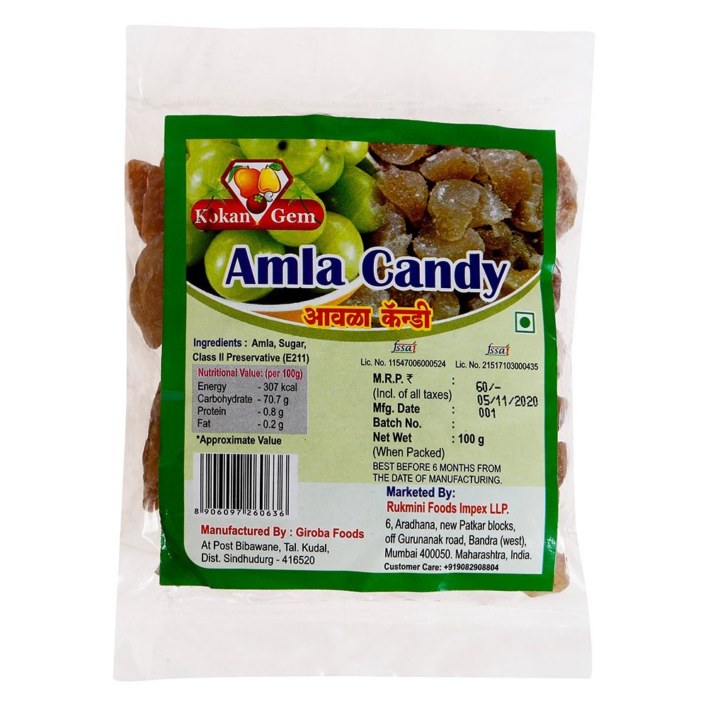 Kokam Gem Amla Candy, Packaging Type: Packet, Packaging Size: 100 Gram