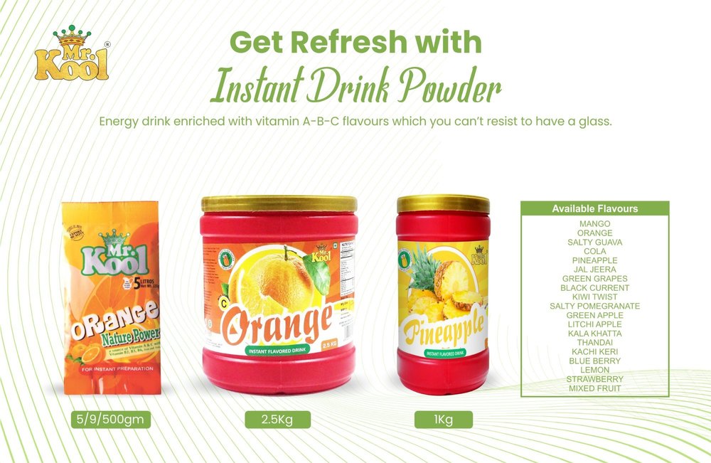 MR.KOOL Mango Drink Powder, Packaging Size: 9 gm - 500 gm - 1 kg - 2.5 kg, Packaging Type: Pouch