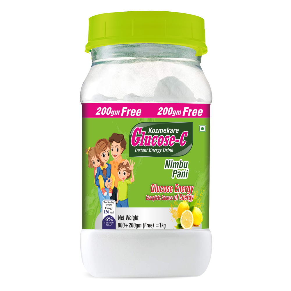 Kozmekare 1kg Glucose C Nimbu Pani Instant Energy Drink, Packaging Type: Jar