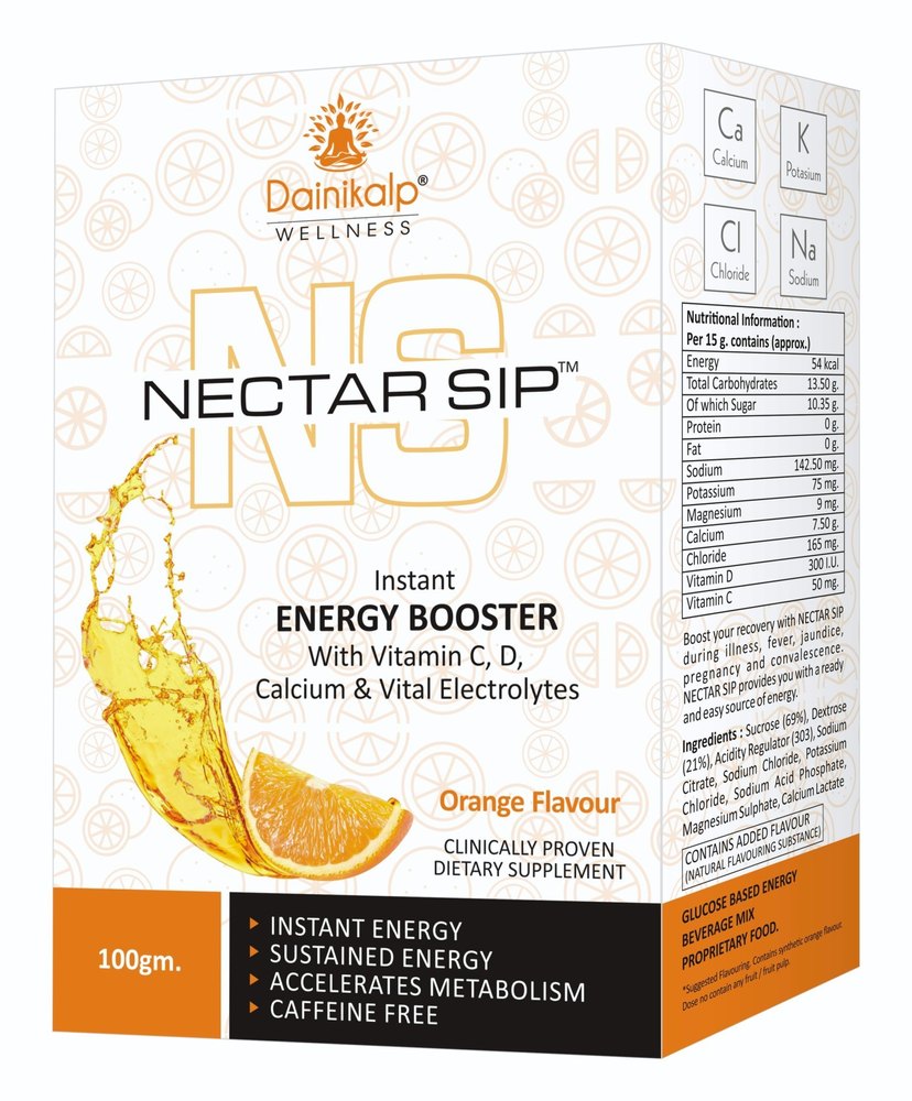 DAINIKALP WELLNESS Orange Energy Drink Powder, Packaging Size: 100 GM, Packaging Type: Box