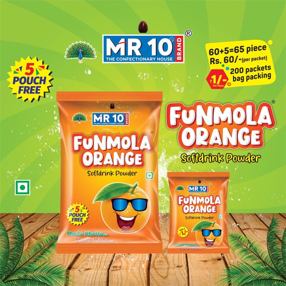 MR10 BRAND Orange Funmola Sofrdrink Powder, Packaging Size: 250 ml, Packaging Type: Pouch