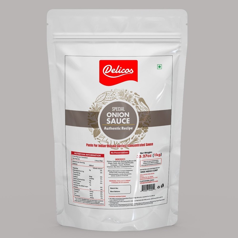 Delicos Onion Sauce Paste, Packaging Size: 1kg, Packaging Type: Packets