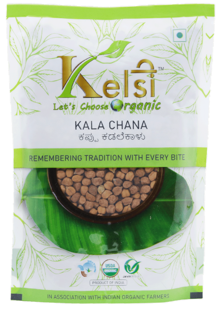 Kelsi Organic Kala Chana, High in Protein, Packaging Size: 500g