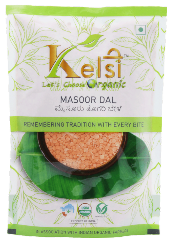 Kelsi Organic Masoor Dal, High in Protein, Packaging Size: 500g